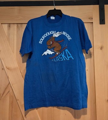 Vintage 80's Size XL Sourdough Moose Alaska T shirt Skiing Moose Sunglasses