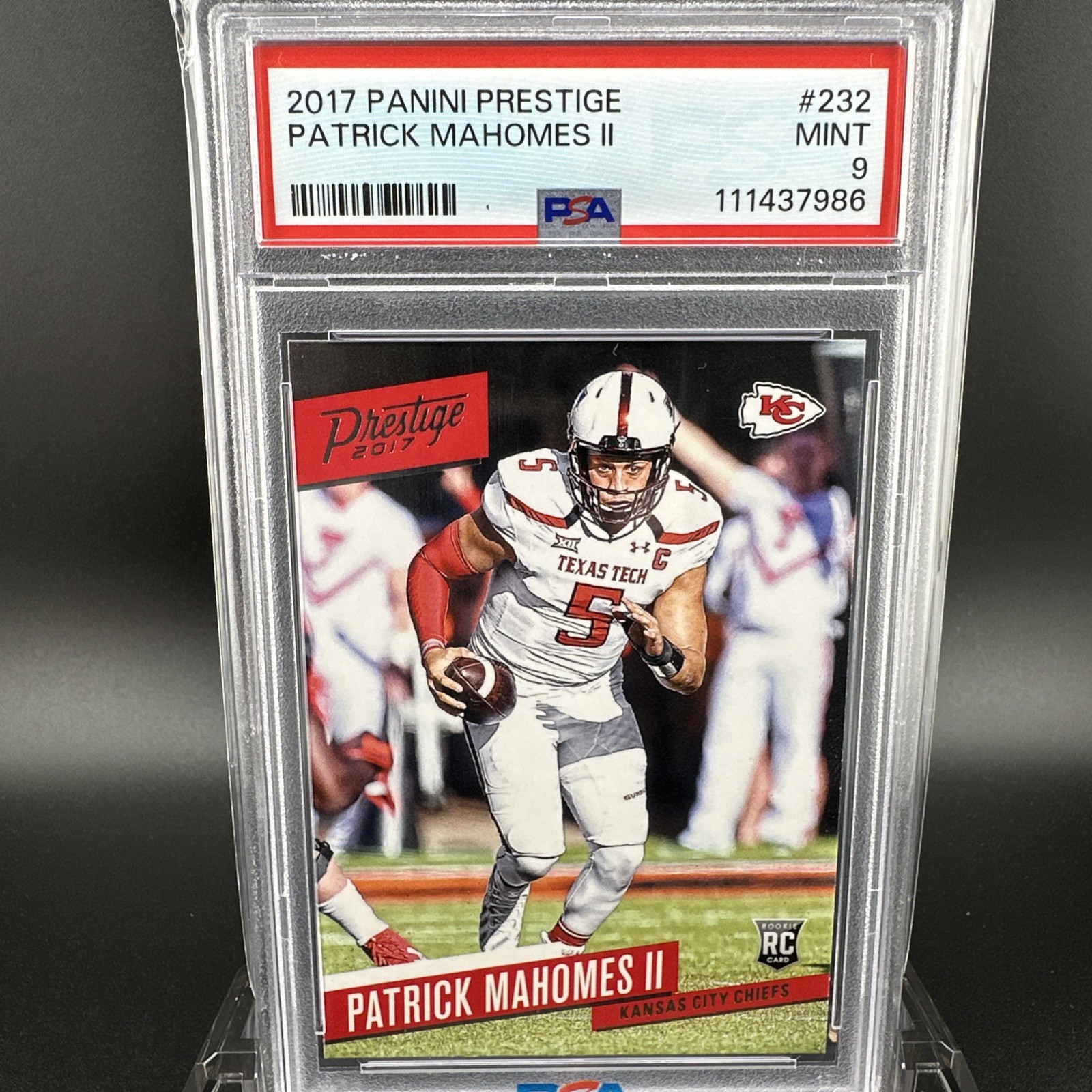 Patrick Mahomes II 2017 Panini Prestige #232 PSA 9 MINT Texas Tech Chiefs RC