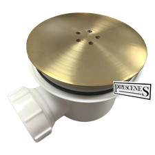 BRUSHED BRASS GOLD Finish Shower Drain Waste Trap for 90mm Tray Hole - Fast Flow
