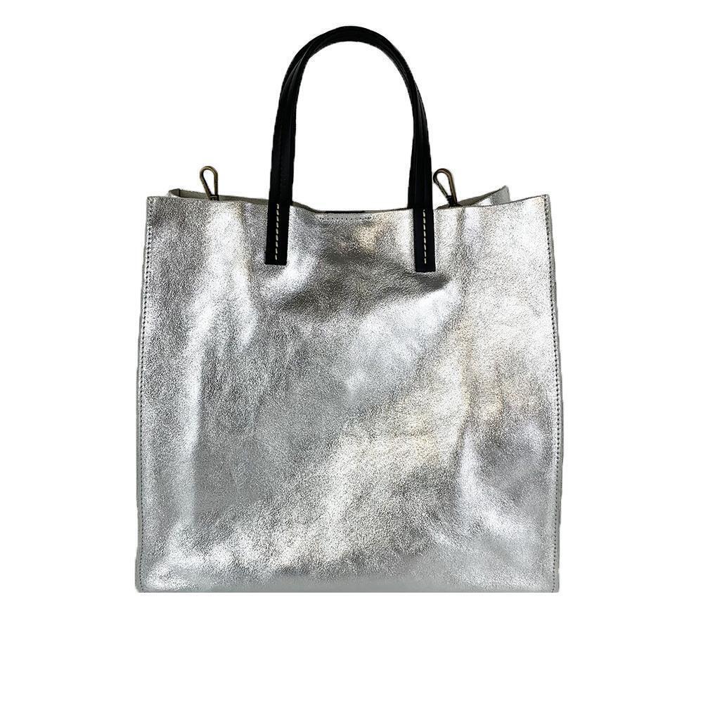 SAOLA Borsa Shopping a Mano in Pelle Metallizzata Made in Italy