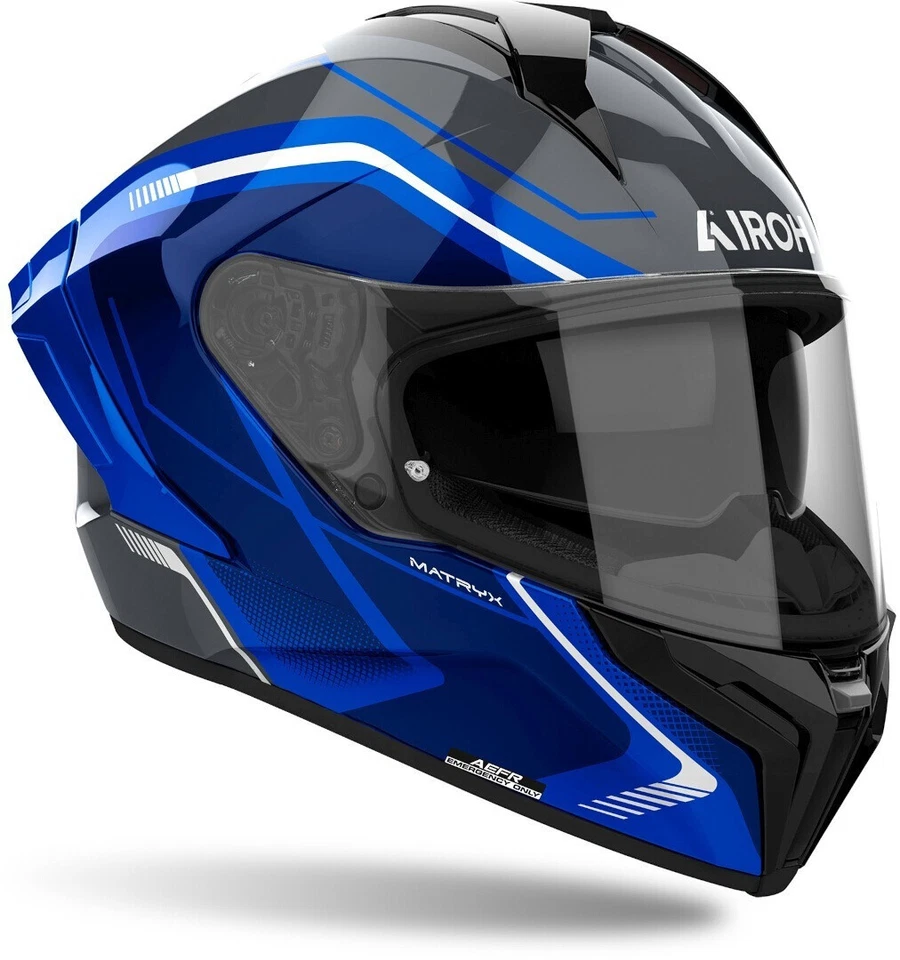 CASCO INTEGRALE AIROH MATRYX COMPOSITO CARBON BLU YAMAHA SUN VISOR - Immagine 3 di 3