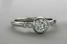 1.00Ct Round Cut CZ Bezel Set Wedding Engagement Ring Solid 925 Sterling Silver