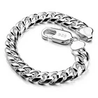 10mm 925 Sterling Silver Italy Curb Cuban Link Chain Bracelet for Men & Women