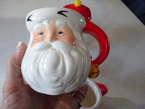 5 pc Vintage Classic Santa Claus Cookie Jar w/Lid & Mugs Christmas Decor Pottery - Picture 5 of 14