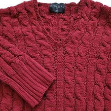 Ethereal by Paper Crane Women's Burgundy Cable Knit Soft Sweater Sz Medium