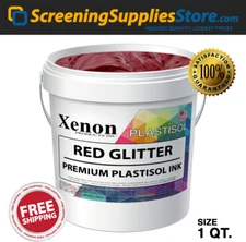 Xenon® - Red Glitter Plastisol Ink for Screen Printing - 1 Quart - 32oz 