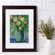 Floral Art Original Expressionist Flower 5x7 Painting Modern Texture Still Life