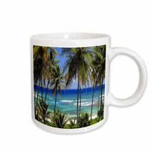 3dRose Tropical Day Scene with Swaying Palm Trees and Glimpses of Blue Ocean Mug