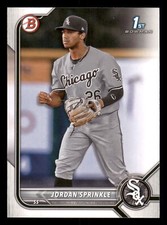 2022 Bowman Draft Jordan Sprinkle #BD-183 FBC Chicago White Sox