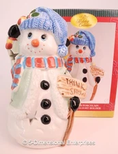 Treasured Times SNOWMAN Blue Floppy Hat Tealight Holder - Holiday Collection Box
