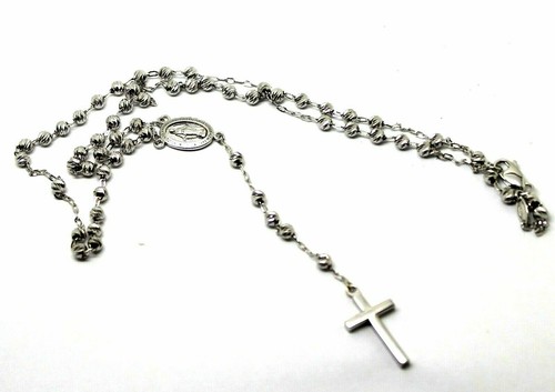 18ct White Gold Ball Rosary Bead Chain 