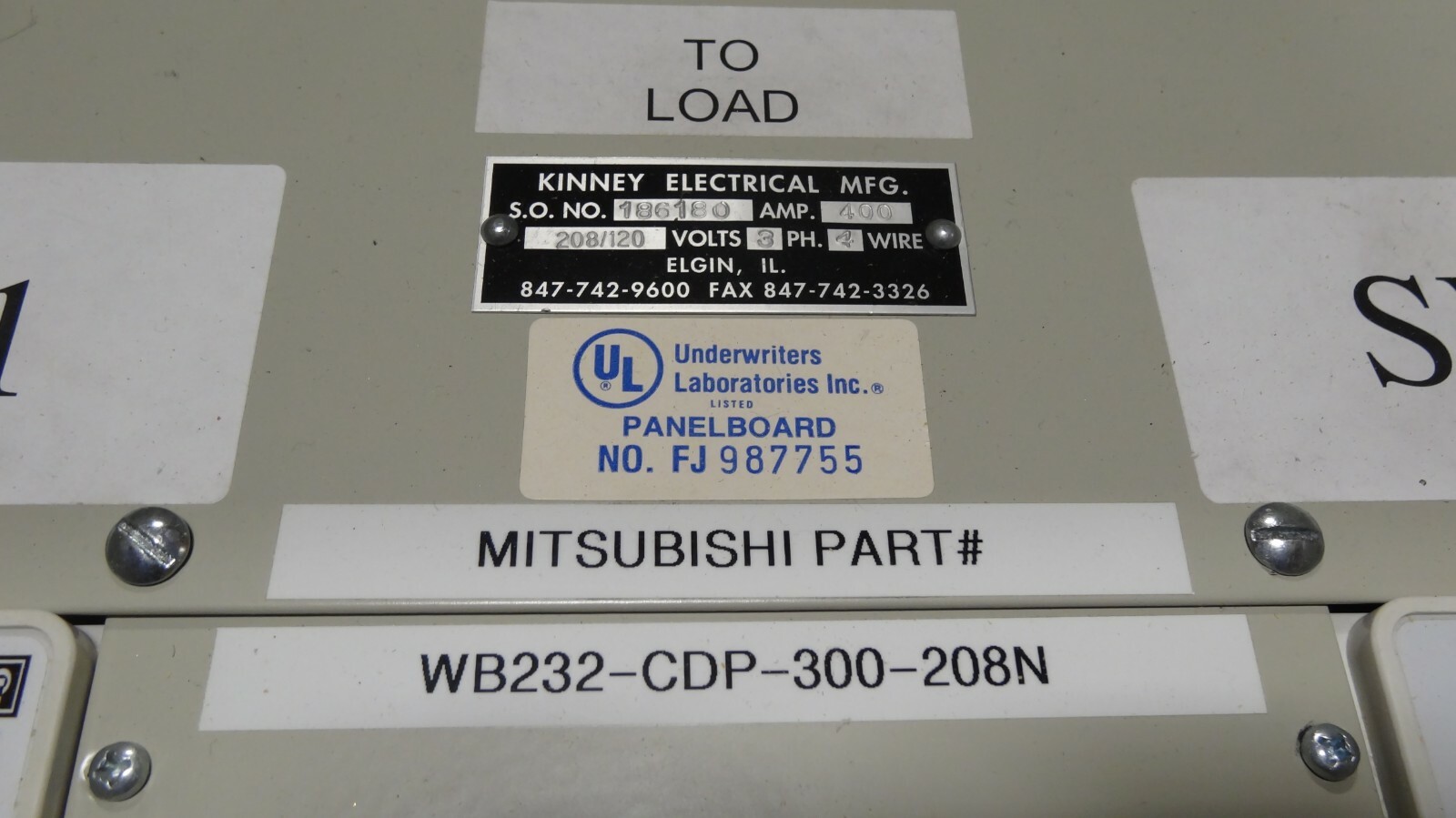 Mitsubishi 400A 208/120V 3Ph 4W 2 Breaker Maintenance Bypass 