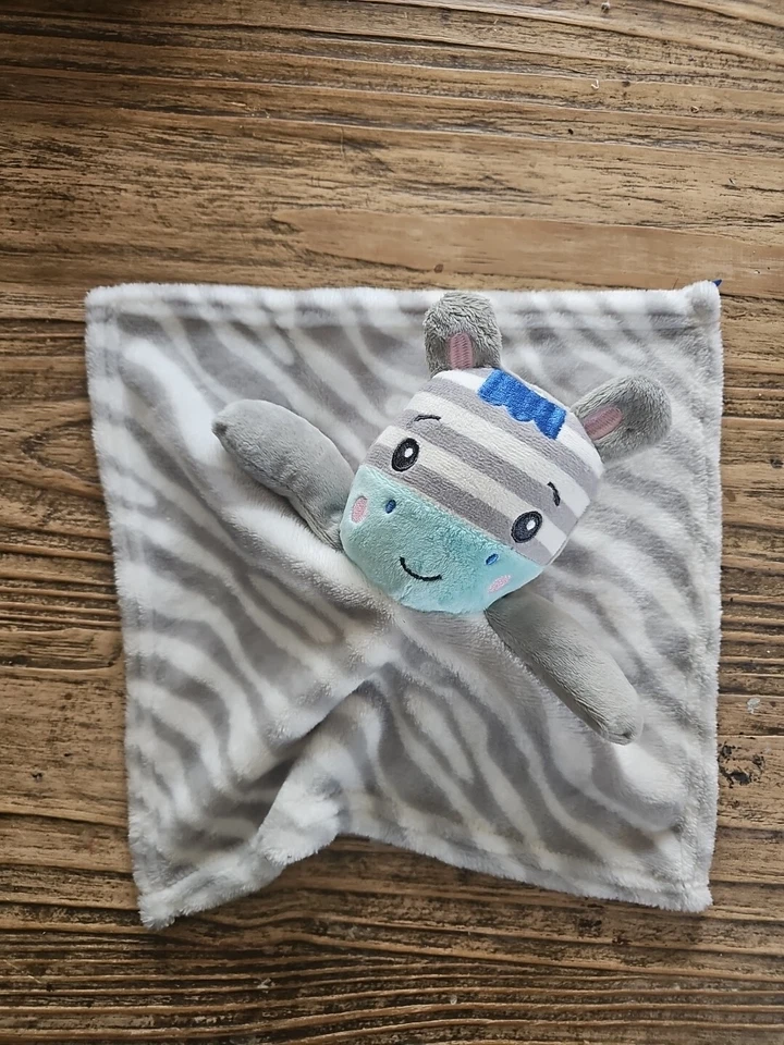 Fisher Price Grey Zebra Baby Comforter Cuddle Lovey Plush Security Blanket Toy - image 2 of 4