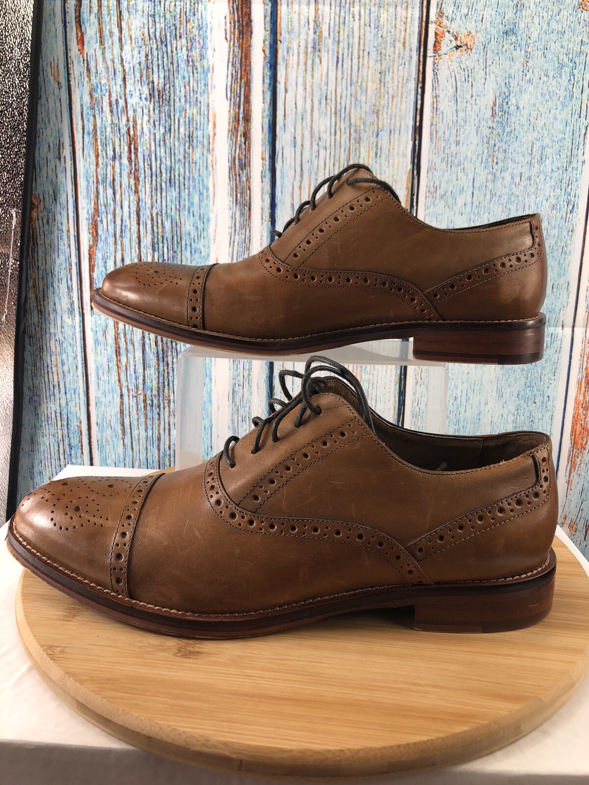 SAOLA 208682 WT50 CONARD CAP TOE SCARPE UOMO 9 5W PELLE MARRONE JOHNSTON MURPHY con scatola