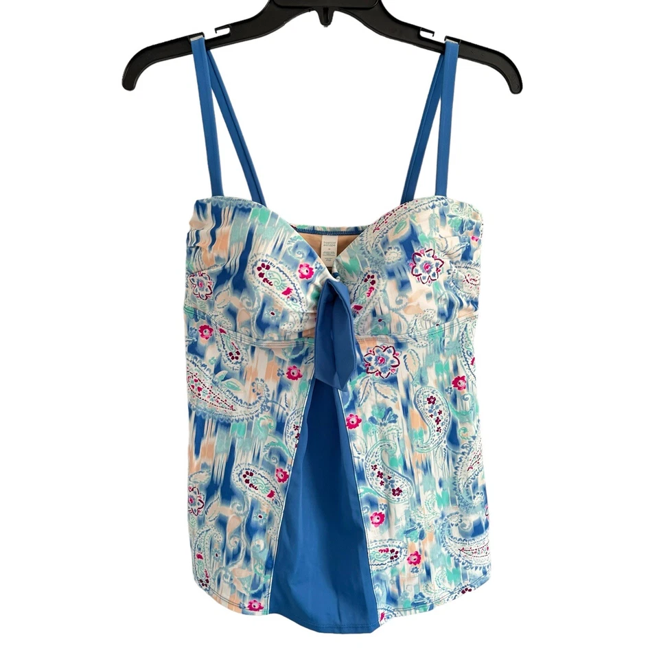 Traje de baño Tropical Escape talla 10 azul multi acolchado pecho tankini. Nuevo con etiquetas Foto 3 de 4