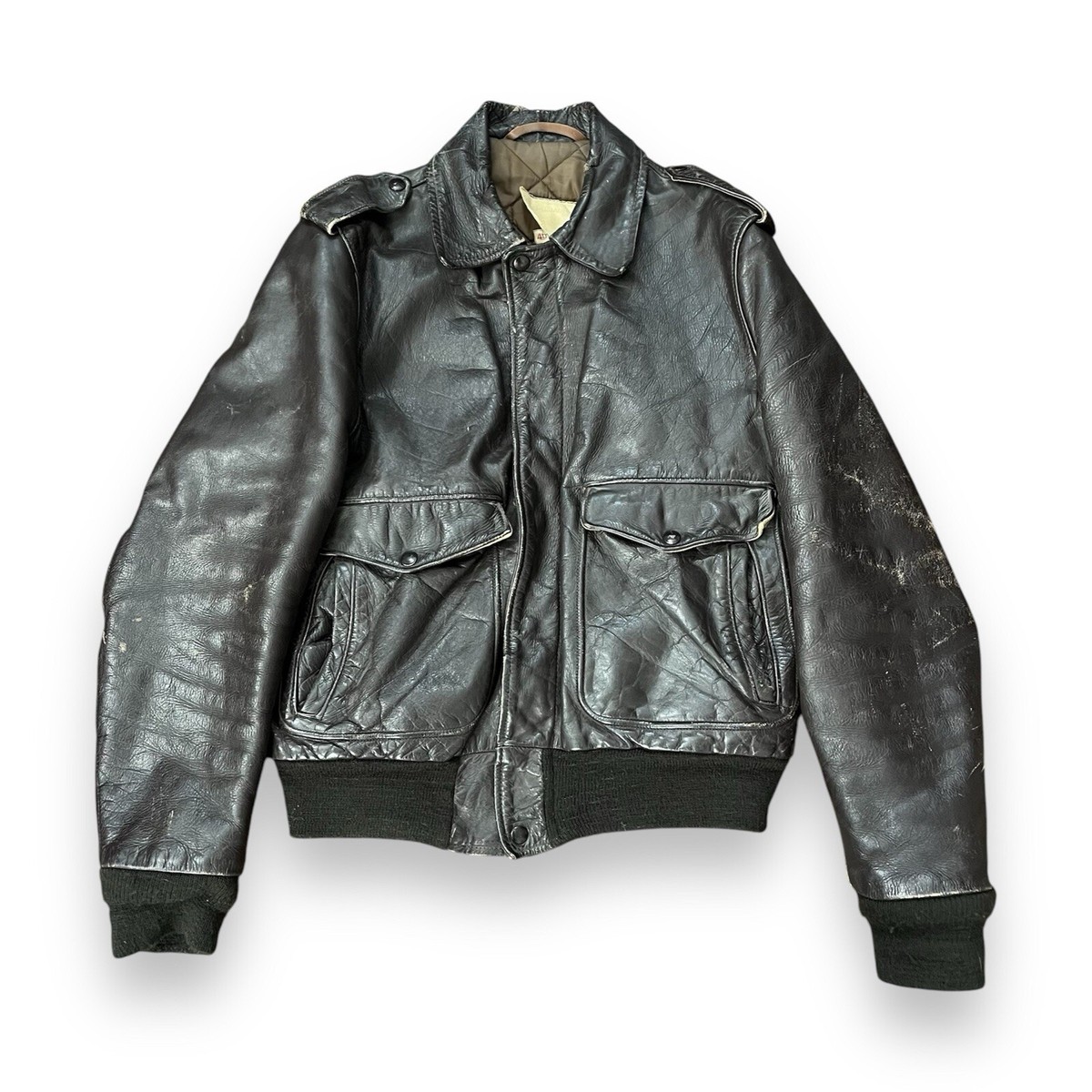 SCHOTT FLIGHT JACKET 40サイズ Vintage Schott Bros. NYC Brown Leather Flight Bomber Jacket