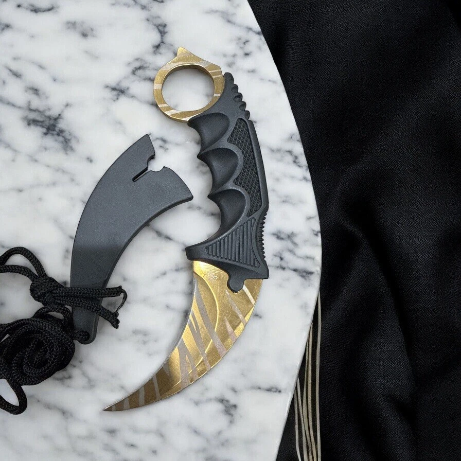 7.5" Full Tang Karambit with Hard Sheath & Necklace (Tiger Stripes Camo) TC - Image 4 of 4