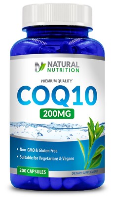 CoQ10 200mg 200 capsules / USA MADE / Gluten Free / Non- GMO / Free SHIPPING