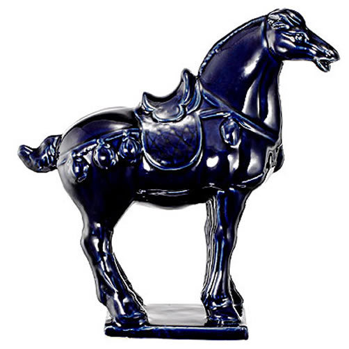 Ceramic Horse Statue Equine Figurine Blue 12x5x12" Av67032blue for