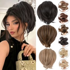 Thick Hair Piece Bun Pony Tail Claw Clip in Short Ponytail Bendable Fluffy Updo