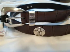 Men's Brown Leather Belt With Houston Rodeo Conchos 42 NL