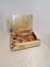 Vintage MCM Rectangular Green Onyx Jewelery Box, Pakistan