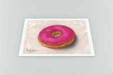 Pink Donut Still Life - Giclee Artwork Print - Unframed or Framed