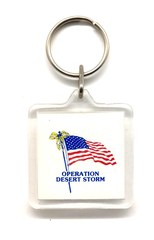 Vintage Operation Desert Storm USA Flag Iraq Keychain Keyring