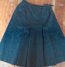 Minigonna A Pieghe Vintage In Pura Lana Nera Tg M