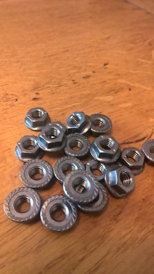 10 X M6 Serrated Flanged Nuts - 1.00mm Pitch, Bright Zinc Plated, 13mm Flange