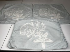 TOMMY BAHAMA Linen Coastal Island Starfish Seashell Pillow Covers 3 Blue