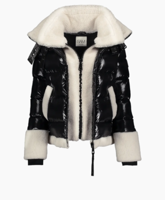 #ad #ad Sam. Heidi Shearling Bib Puffer Jacket Jet Black Large $630.00