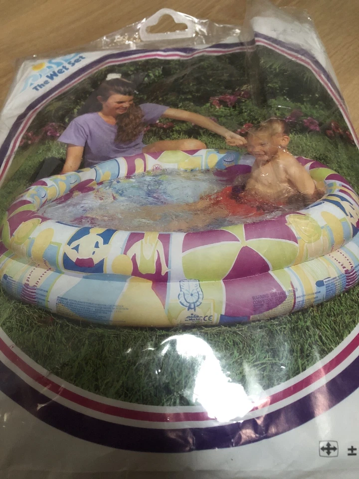 Vintage 90s INTEX Riviera Beach Pool 2-Ring Kids 50" x 9" Inflatable Swimming AG - Image 3 of 4