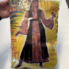 Hippie Love Child Adult Costume Dress, Vest , Headband One Size Fits Up To 14/16
