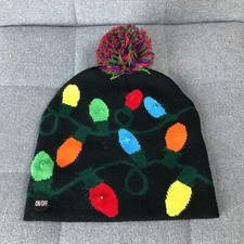 Flashing Holiday Knitted Hat Christmas Lights black red green blue