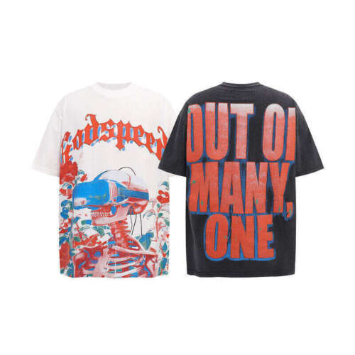 Fashion Men Women White Godspeed Skull Roll Street Print Cotton Short Sleeve - Picture 2 of 23