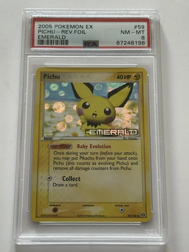 2005 Pokemon Ex Emerald - Pikachu Rev.Foil #59 PSA 8 NM-MT
