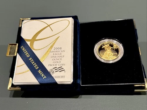 2008-W American Eagle .5 Oz Gold Proof Coin COA & Case US Mint