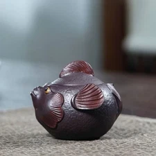 Yixing Zisha Teapot Original Purple Clay "bulgy Mouth Fish" Handled Pot 160ml