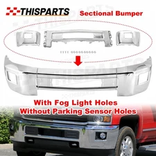 For 2015-2019 Silverado 2500 3500 HD Front Bumper Cover Face Bar Chrome Steel