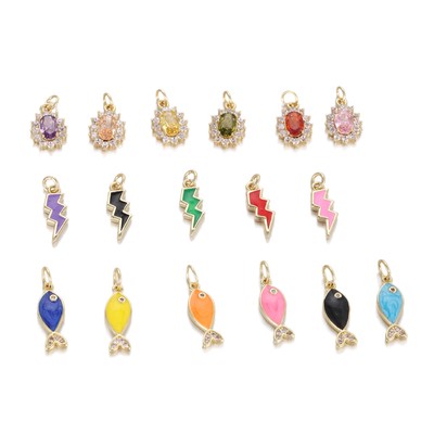 Fish Flash Crystal Color Pendant DIY For Bracelet Necklace Charm Making Jewelry