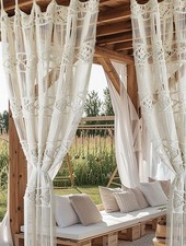 Macrame Curtain Handmade Woven Curtains, Door  Window Drapes,Divider Room Do...