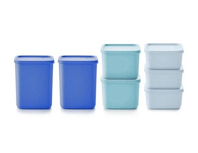 Tupperware Basic Brights Square 14  pieces Food Storage Container Set