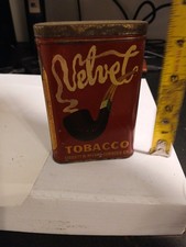 Vintage Velvet Smoke Letters Empty Tobacco Tin