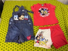 Disney Baby Mickey Mouse Overalls Short Suit Set Lot of 3 - Sz. 18-24 Months