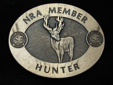 QL15124 VINTAGE 1970s NRA MEMBER HUNTER NATIONAL RIFLE ASSOC. BELT BUCKLE