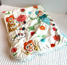 VTG 1970s Raggedy Ann  Andy Baby Puff Quilt Galante Studios Blanket Comforter