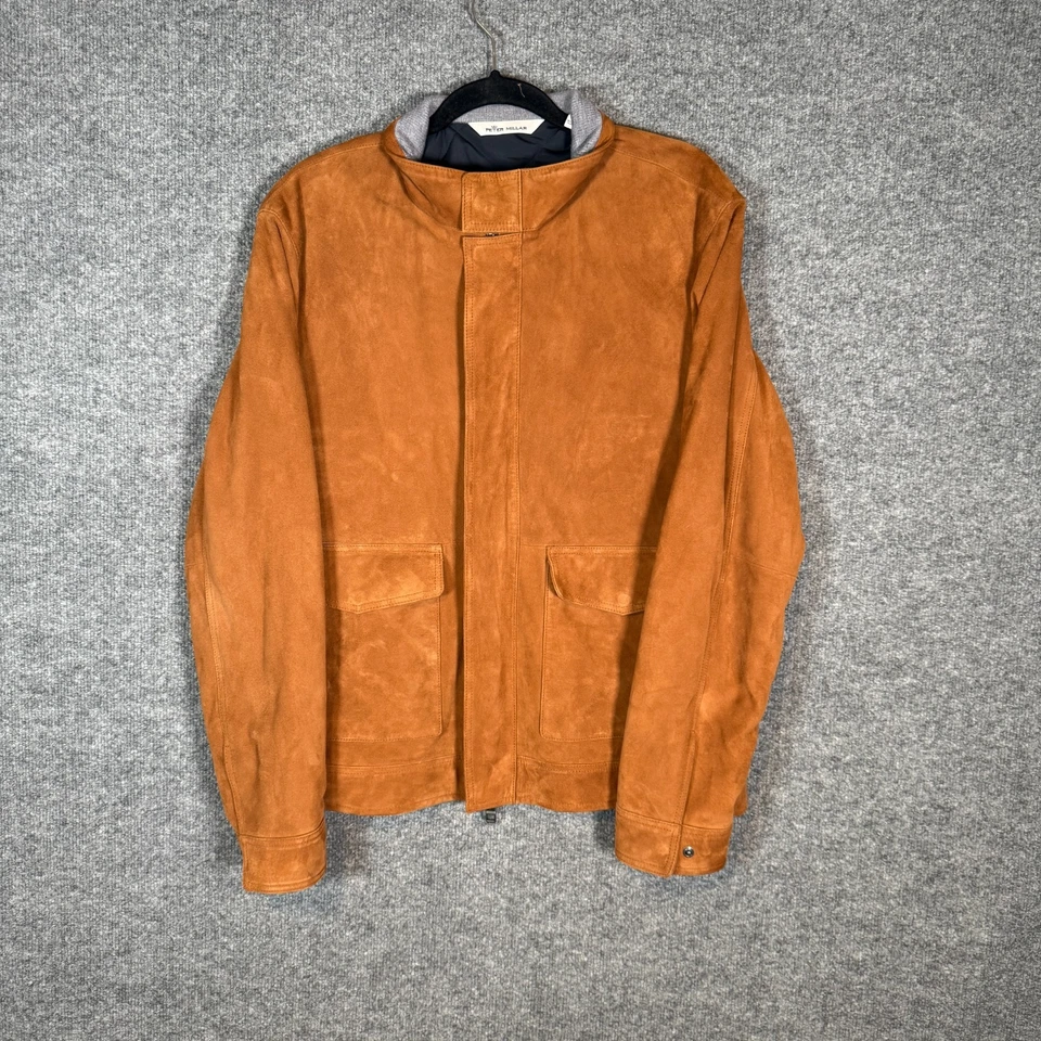 Peter Millar Crown Suede Jacket Mens Medium Brown Saddle Bomber $1,795 MSRP - Image 2 of 4