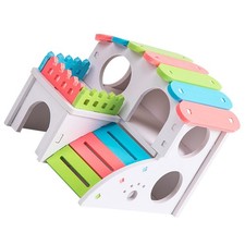 Small Pet Wooden Hamster Hut Handmade Shelter House Hideout for Hamsters