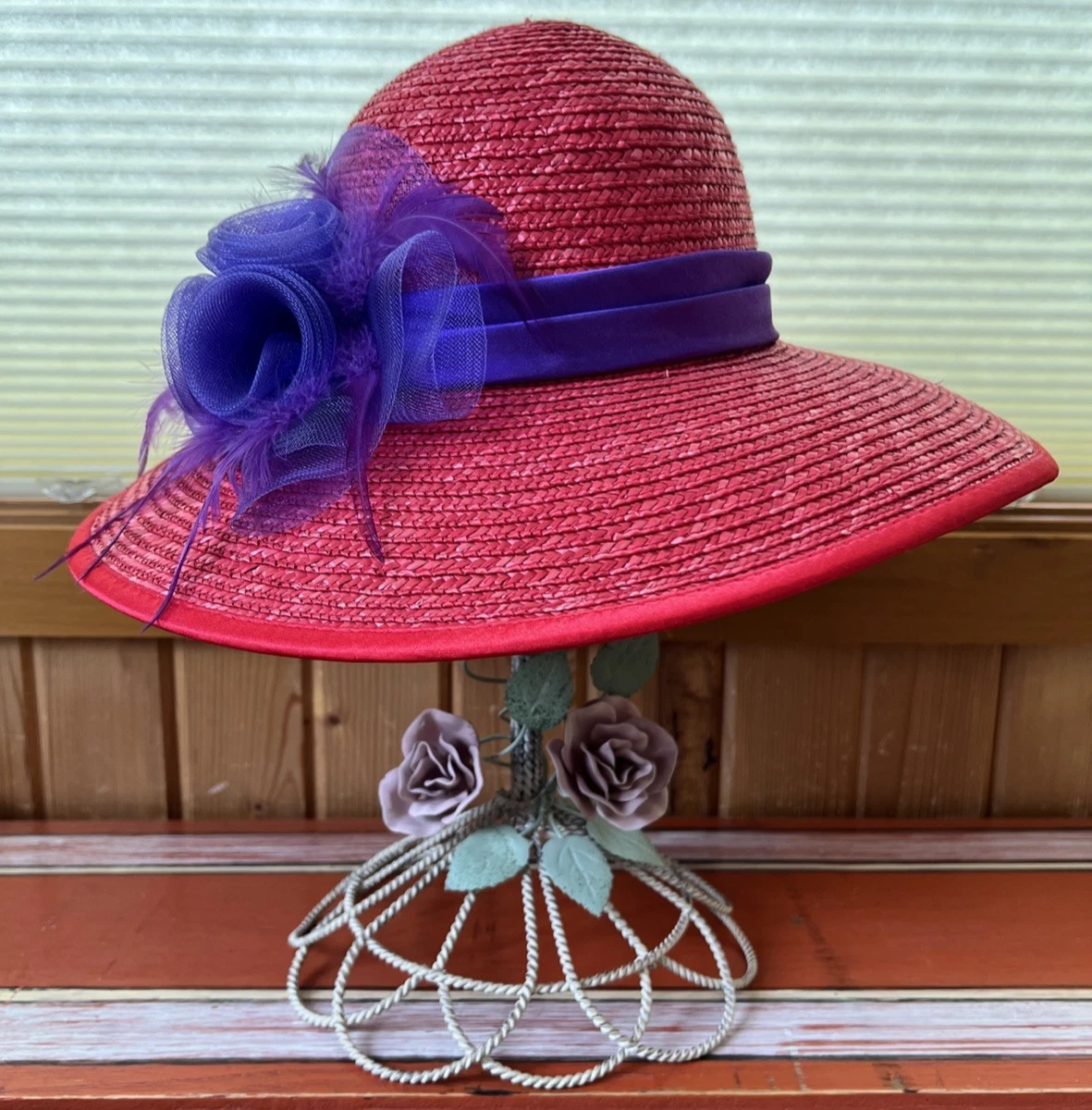 Purple Straw Hats for Women for sale | eBay display picture 3